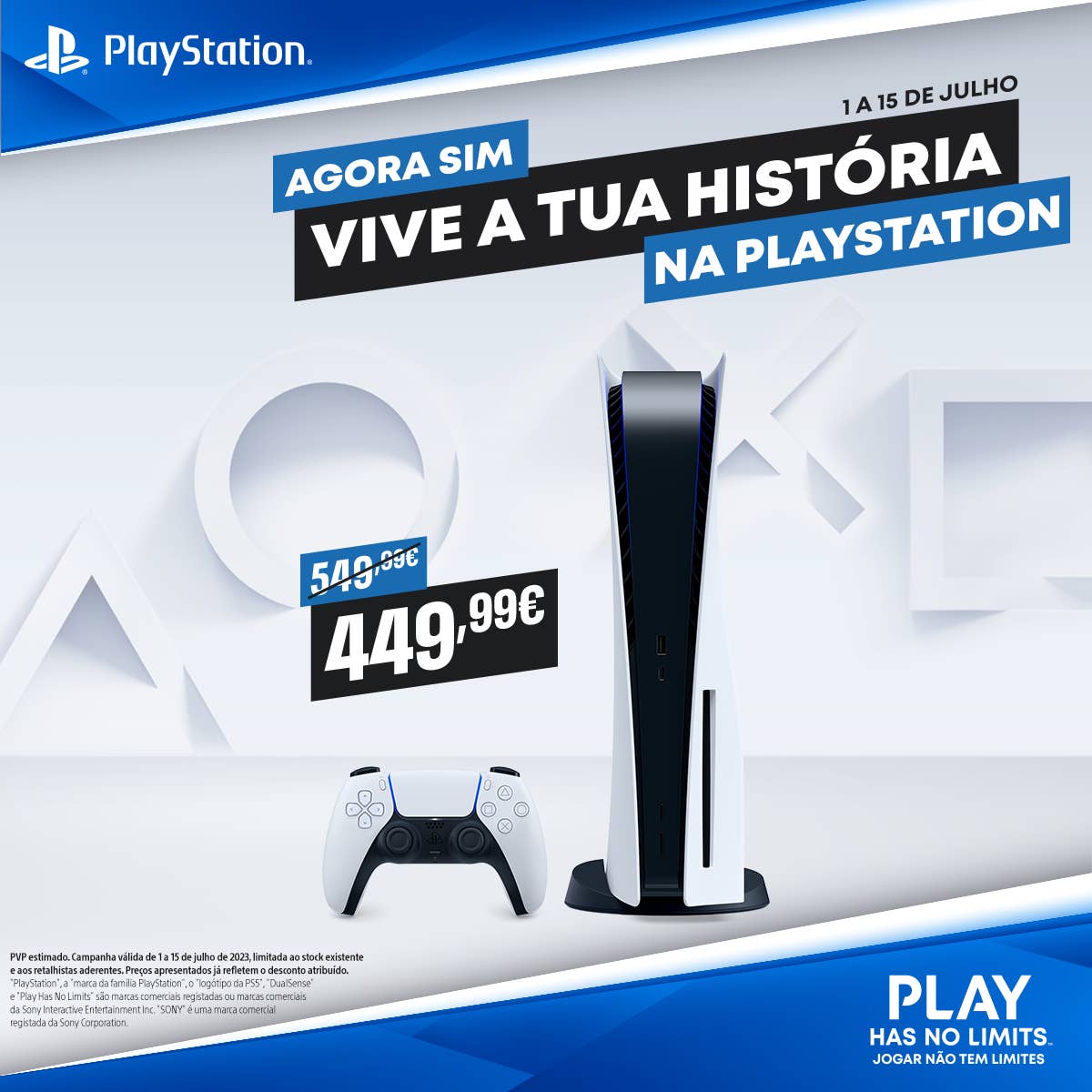 PlayStation 5 com desconto de 100€ entre 1 e 15 de julho